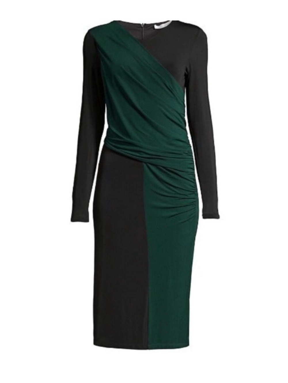 Hugo Boss Eretha Black and Dark Green Long Sleeve Jersey Dress